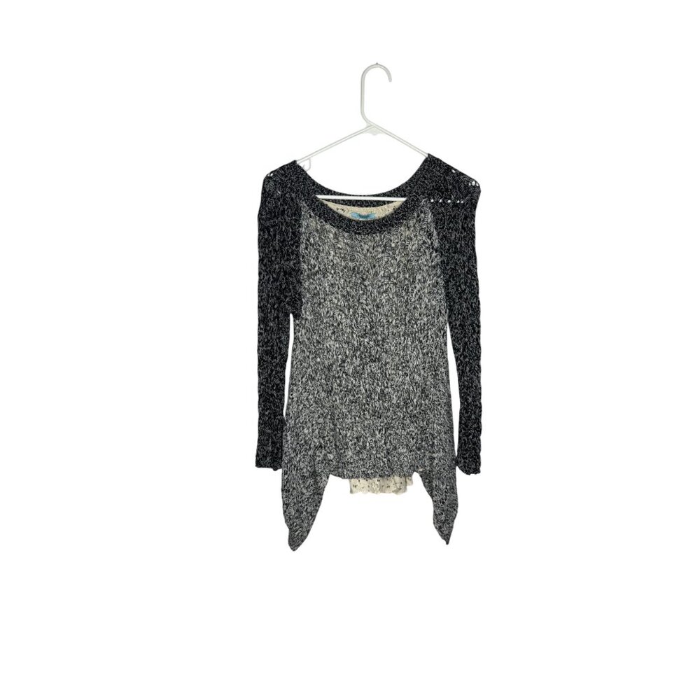 Anthropologie Leifnotes Black & White Open Knit Long Sleeve Sweater